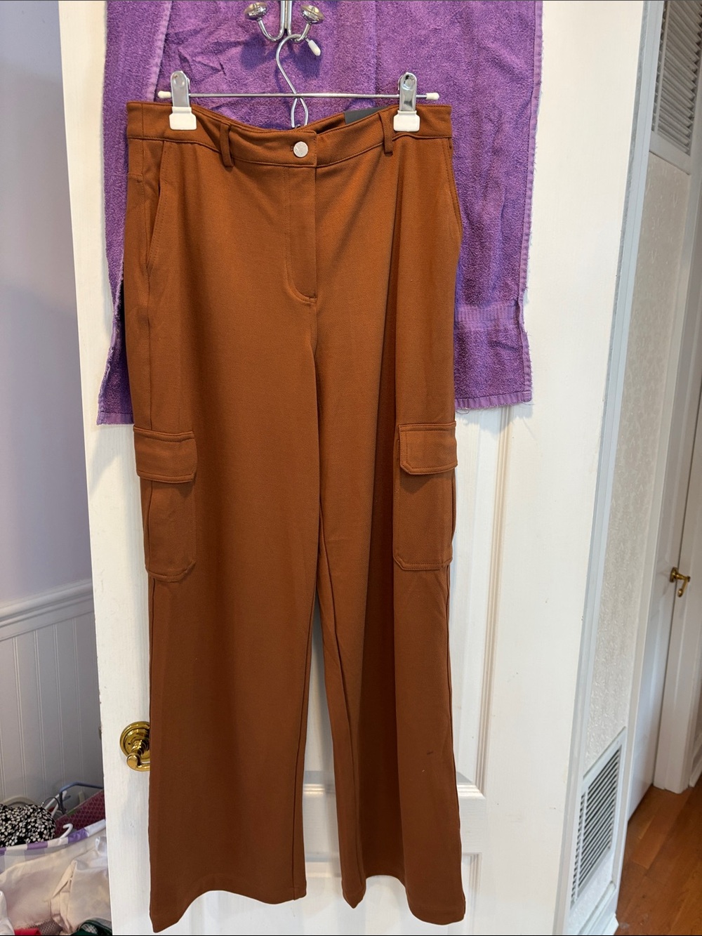 NWT Rachel Zoe Wide-Leg Cargo Pants in Rust Brown